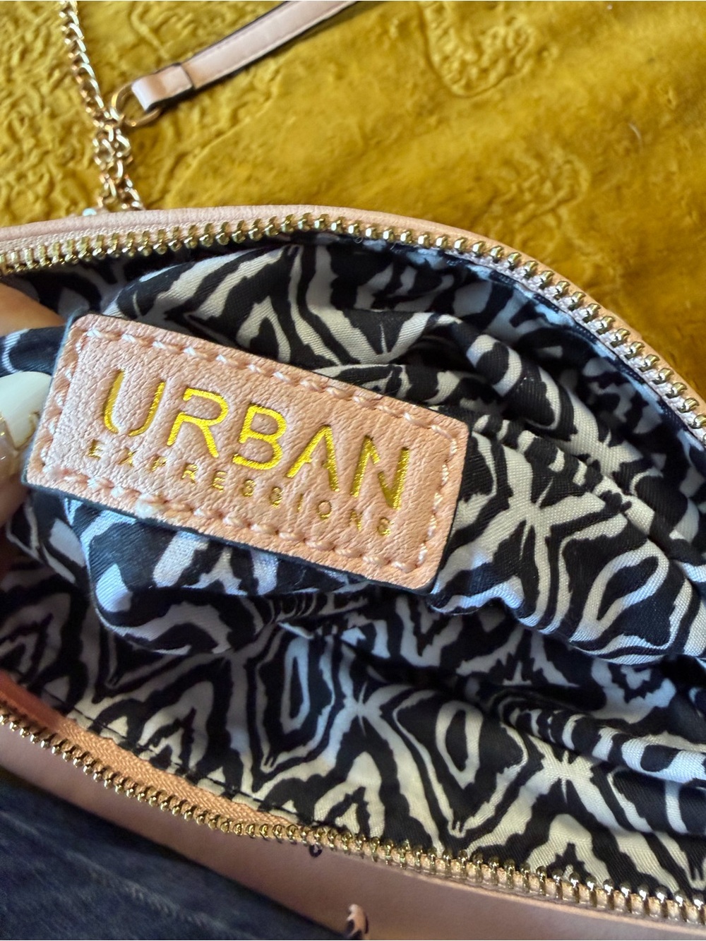 Urban Expressions Blush Crossbody with Zebra-Lined Interior
